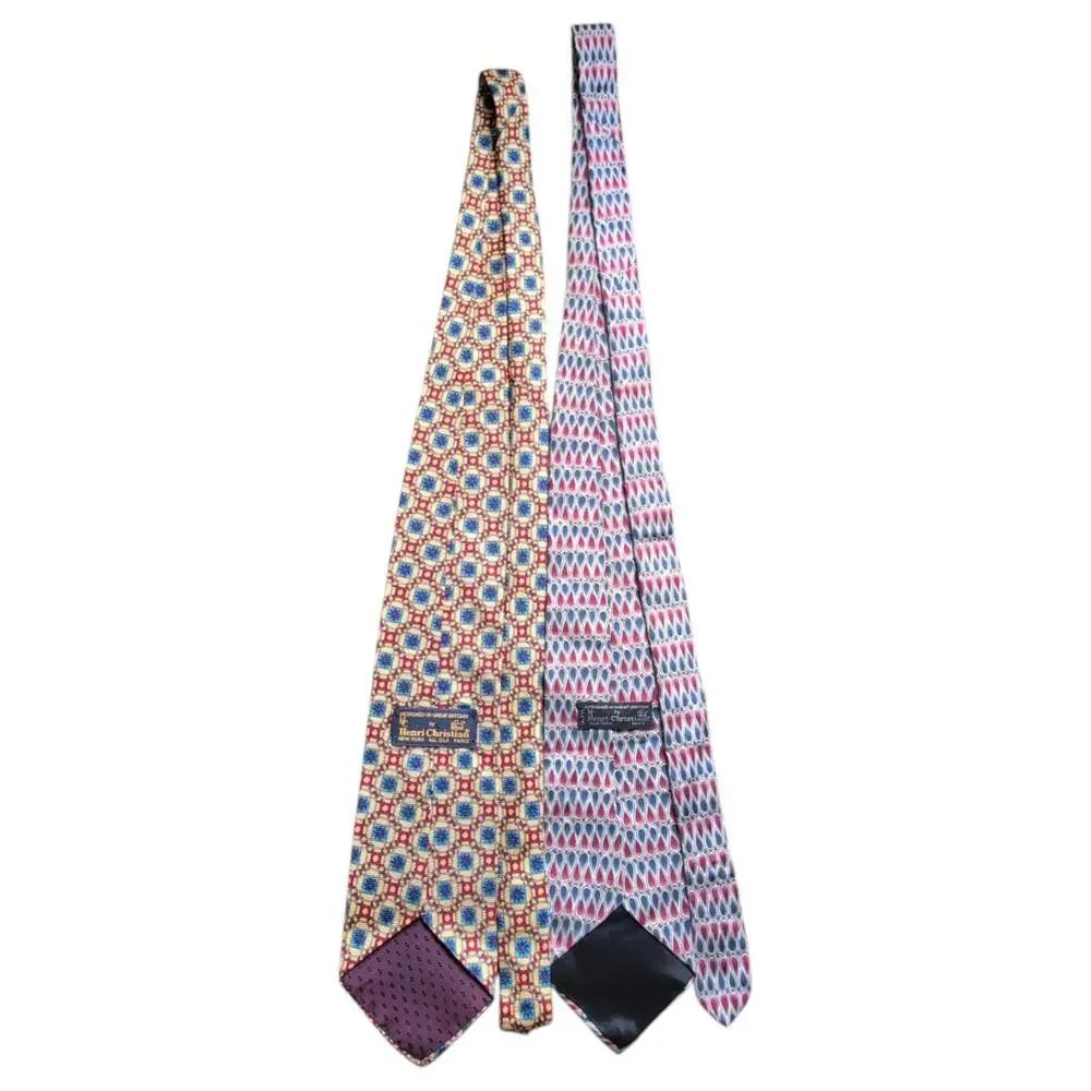 Henri Christiaan Tie Lot of 2 Silk Geometric‎ Pattern Paris British Designer